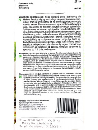 Basilico 'Smaragd' 0,5 g, per microgreens
