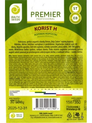 Kohlrabi 'Korist' H, 30 seeds