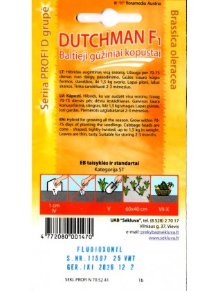 Baltie galviņkāposti 'Dutchman' H, 20 sēklas