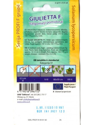 Pomidorai valgomieji 'Giulietta' H,  10 sėklų